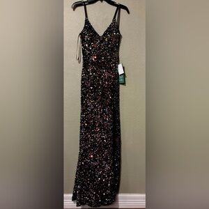 Elegant Multicolor Sequin Prom Dress